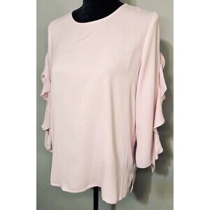 Women’s Jade Lavender Blouse SzS 3/4 Sleeve Ruffle Slit Sleeve Soft Comfortable